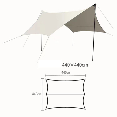 Tente extérieure de Sun de camping de tissu de nuance enduite argentée de Sun avec la corde de vent